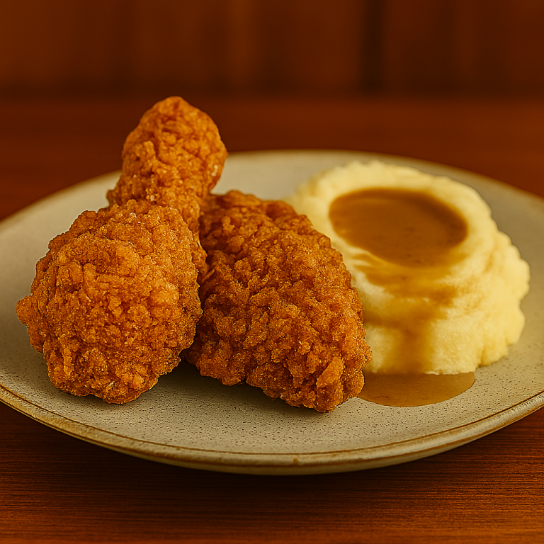 southern Fried Chicken with Mashed Potatoes and Gravy