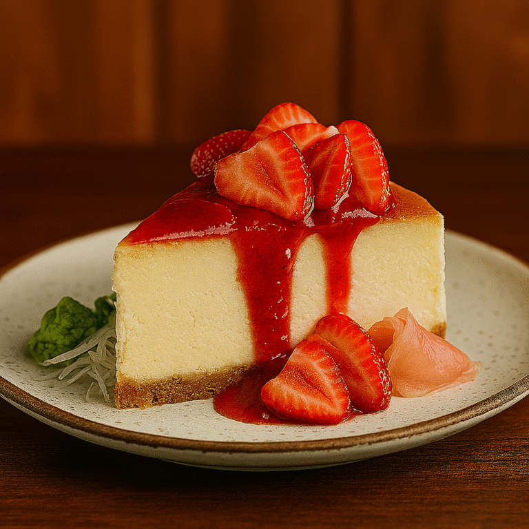 New york–style cheesecake with strawberry topping 