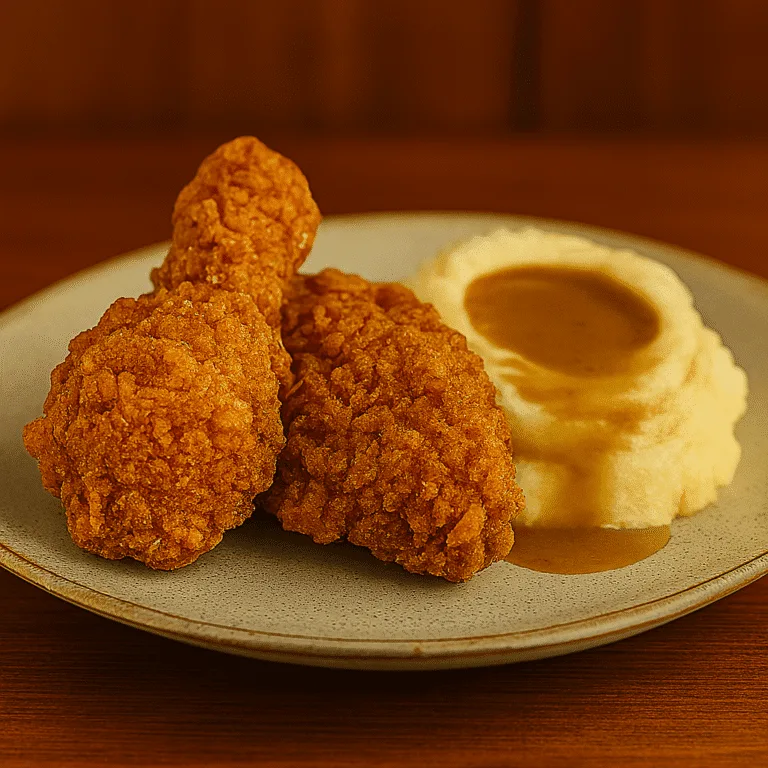 Southern Fried Chicken with Mashed Potatoes and Gravy 