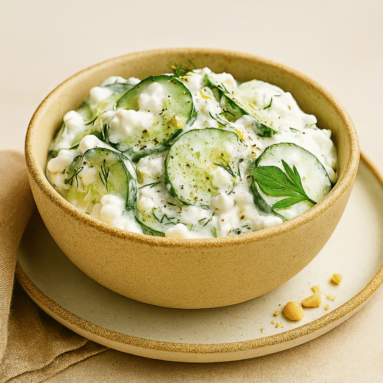 Creamy cucumber salad with cottage cheese