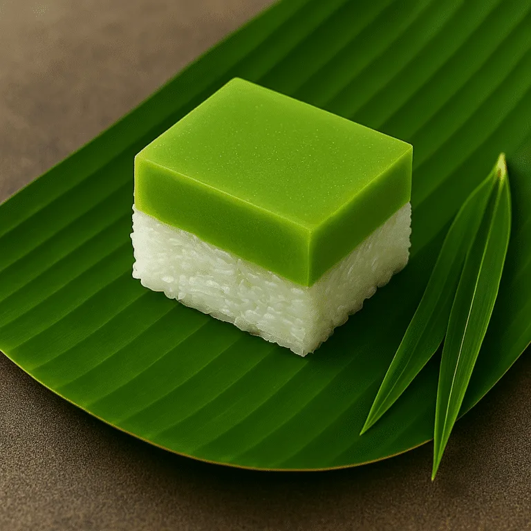Kuih seri muka (Pandan custard glutinous rice cake)